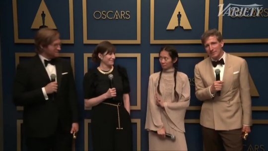 Chloe Zhao and the 'Nomadland' Team Celebrate Best Picture Win