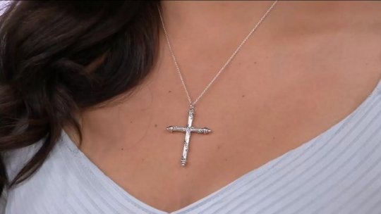 Peter Thomas Roth Sterling Ribbon Cross Pendant Necklace on QVC